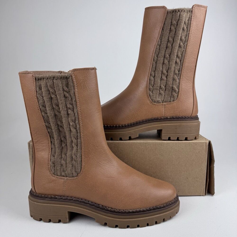 Sam & Libby Women’s Tan Mid-Calf Boots – Size 8